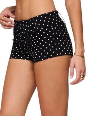 Black Micro Shorts with White Polka Dots